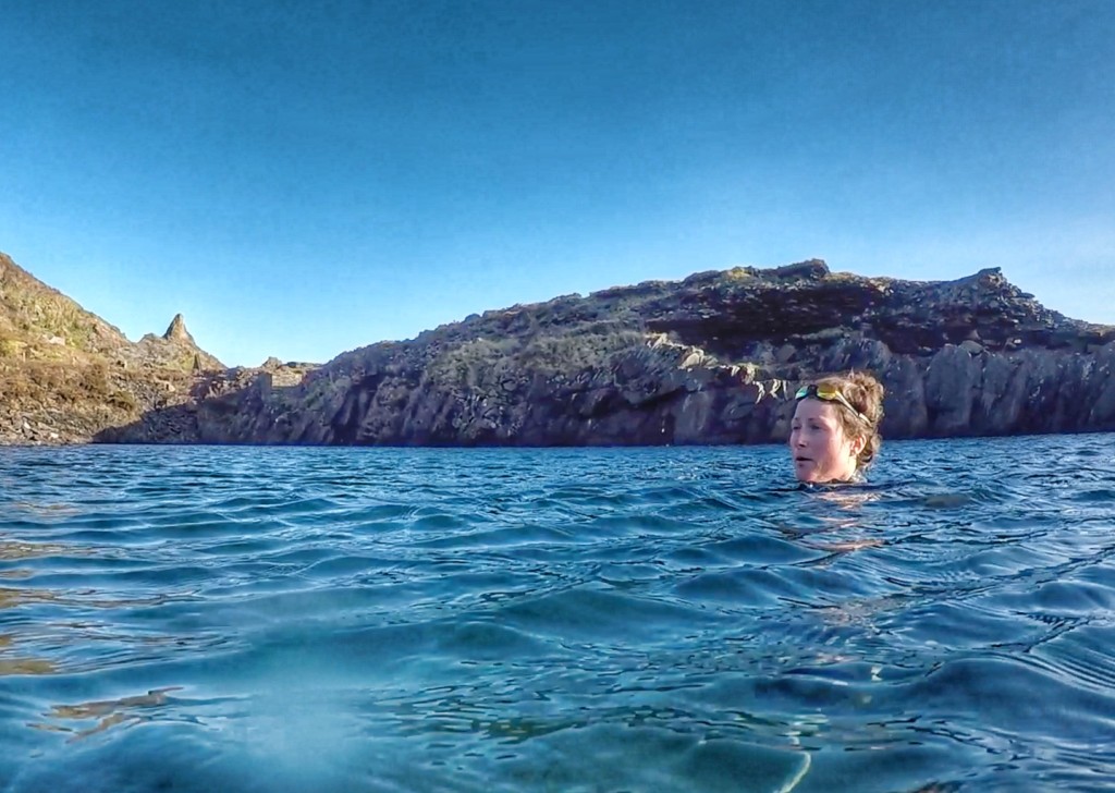 Sarah & Claire swimming in the quarry