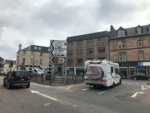 Argyll Square in Oban showing signs on the A816 to Lochgilphead